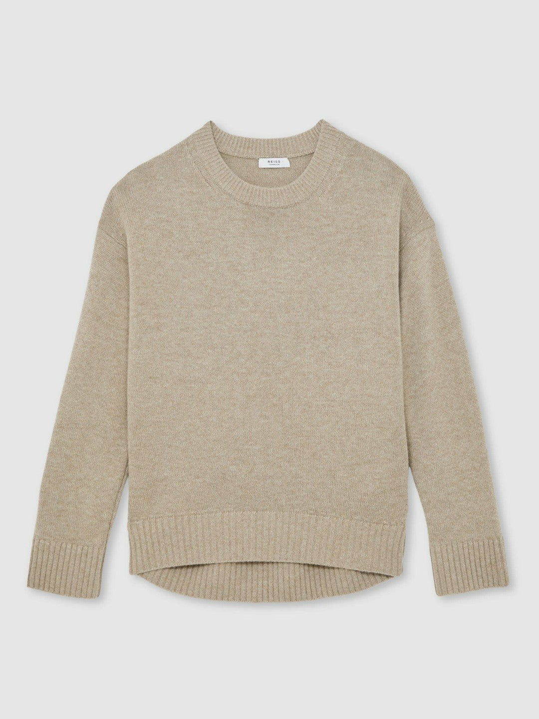 Reiss Wool-Cashmere Crew-Neck Jumper in Stone