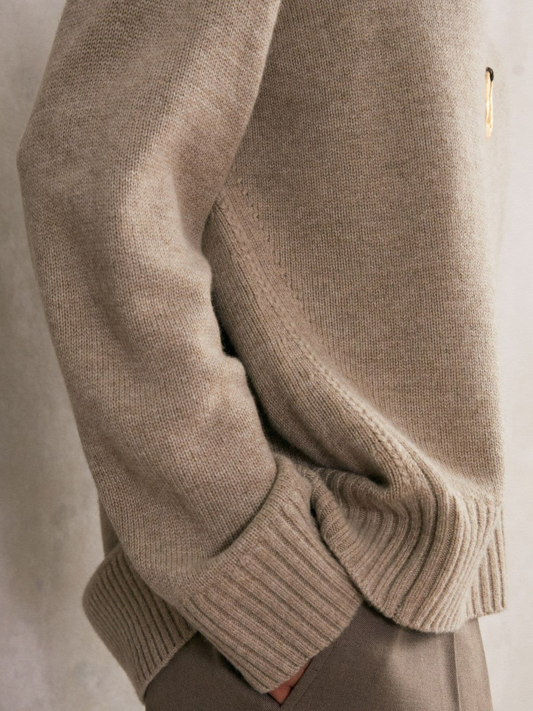 Reiss Wool-Cashmere Crew-Neck Jumper in Stone