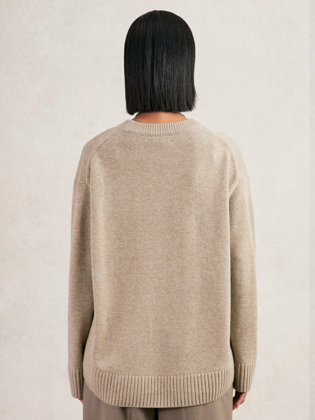 Reiss Wool-Cashmere Crew-Neck Jumper in Stone