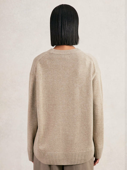 Reiss Wool-Cashmere Crew-Neck Jumper in Stone