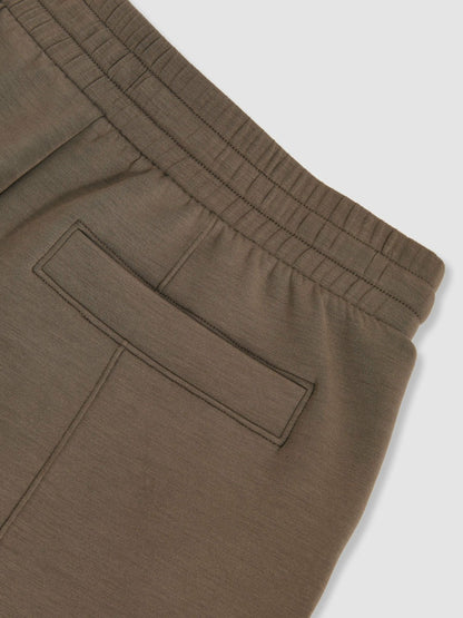 Reiss Petite Modal-Blend Interlock Wide-Leg Joggers in Khaki Green