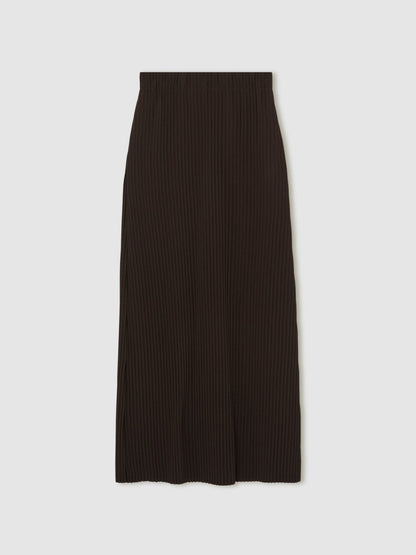 Reiss Pleated Jersey Midi Skirt in Burgundy