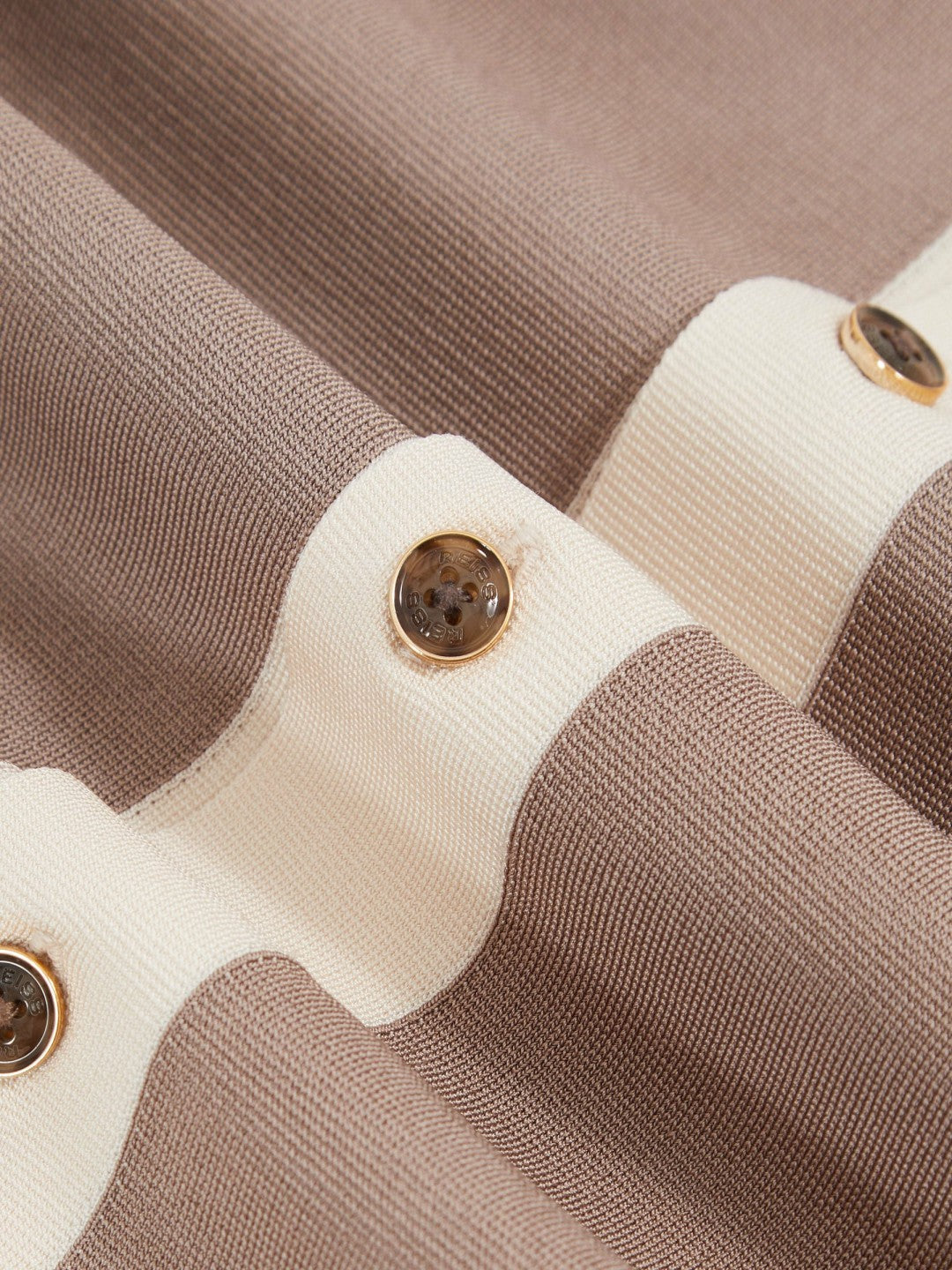 Reiss Colour-Block Cuban-Collar Knit Shirt in Taupe Brown/Light Stone