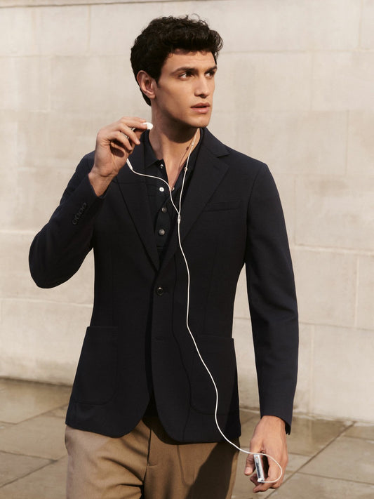 Reiss Slim-Fit Single-Breasted Jersey Suit Blazer in Navy
