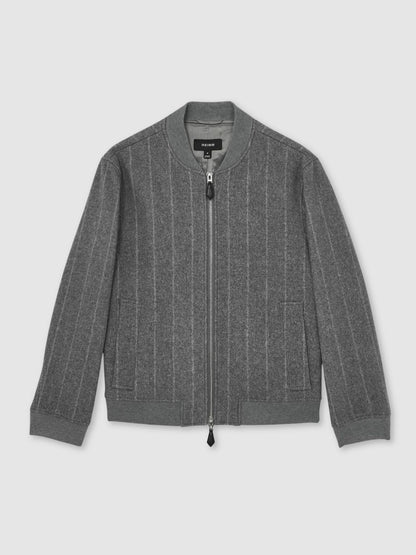 Reiss Wool-Blend Chalk-Stripe Bomber Jacket in Grey