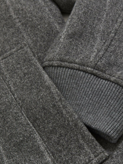 Reiss Wool-Blend Chalk-Stripe Bomber Jacket in Grey
