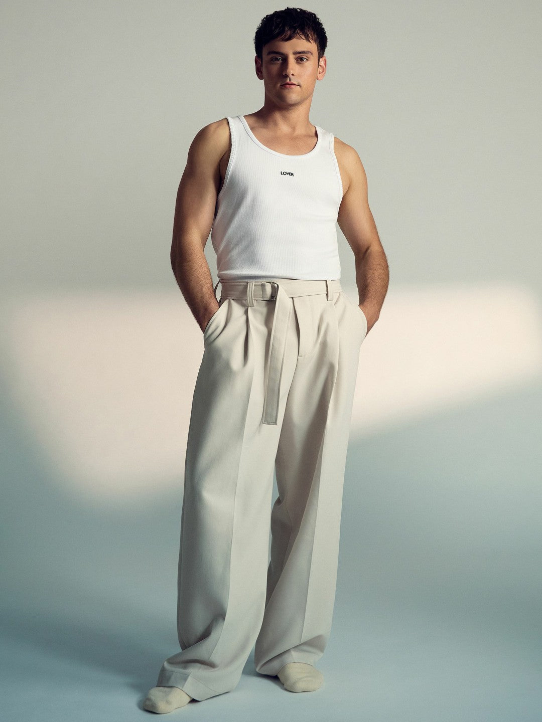 Reiss | Tom Daley Cotton Lover Vest with Stretch in White