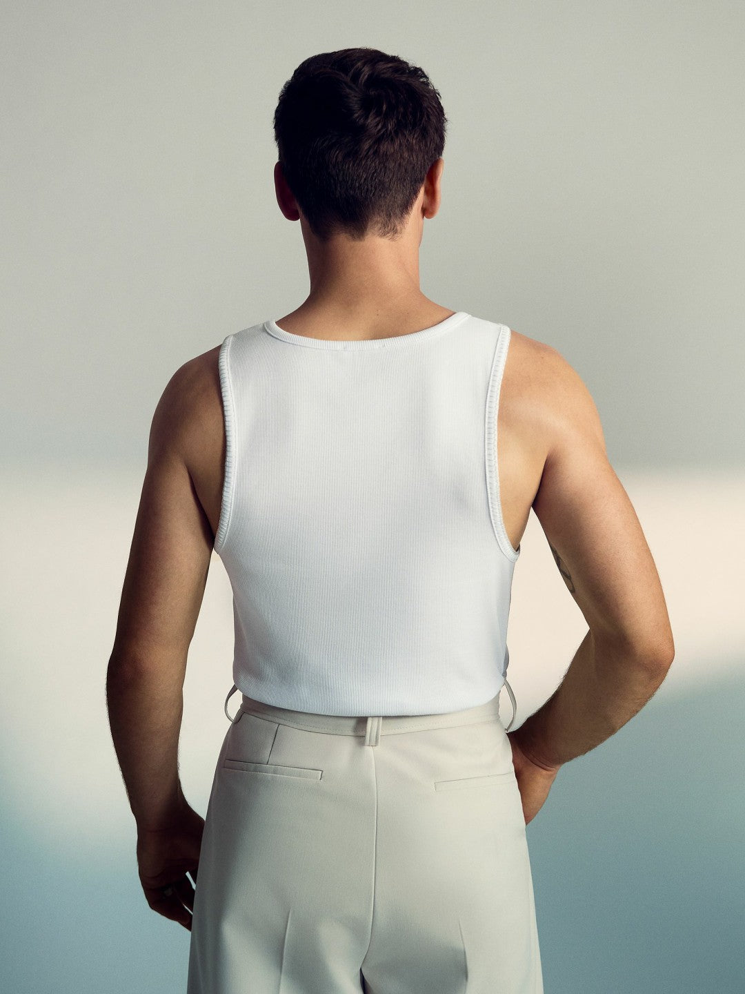 Reiss | Tom Daley Cotton Lover Vest with Stretch in White