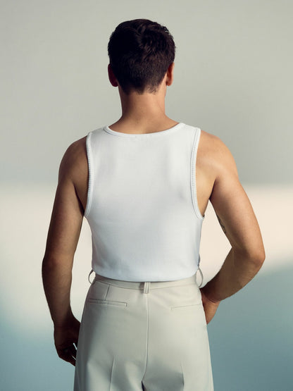 Reiss | Tom Daley Cotton Lover Vest with Stretch in White