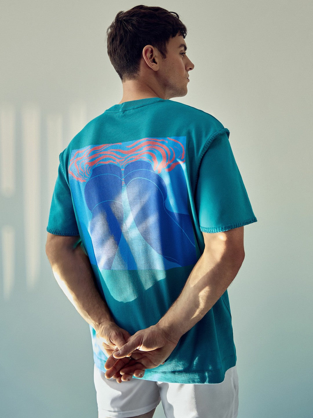 Reiss | Tom Daley Graphic-Print T-Shirt in Teal Green