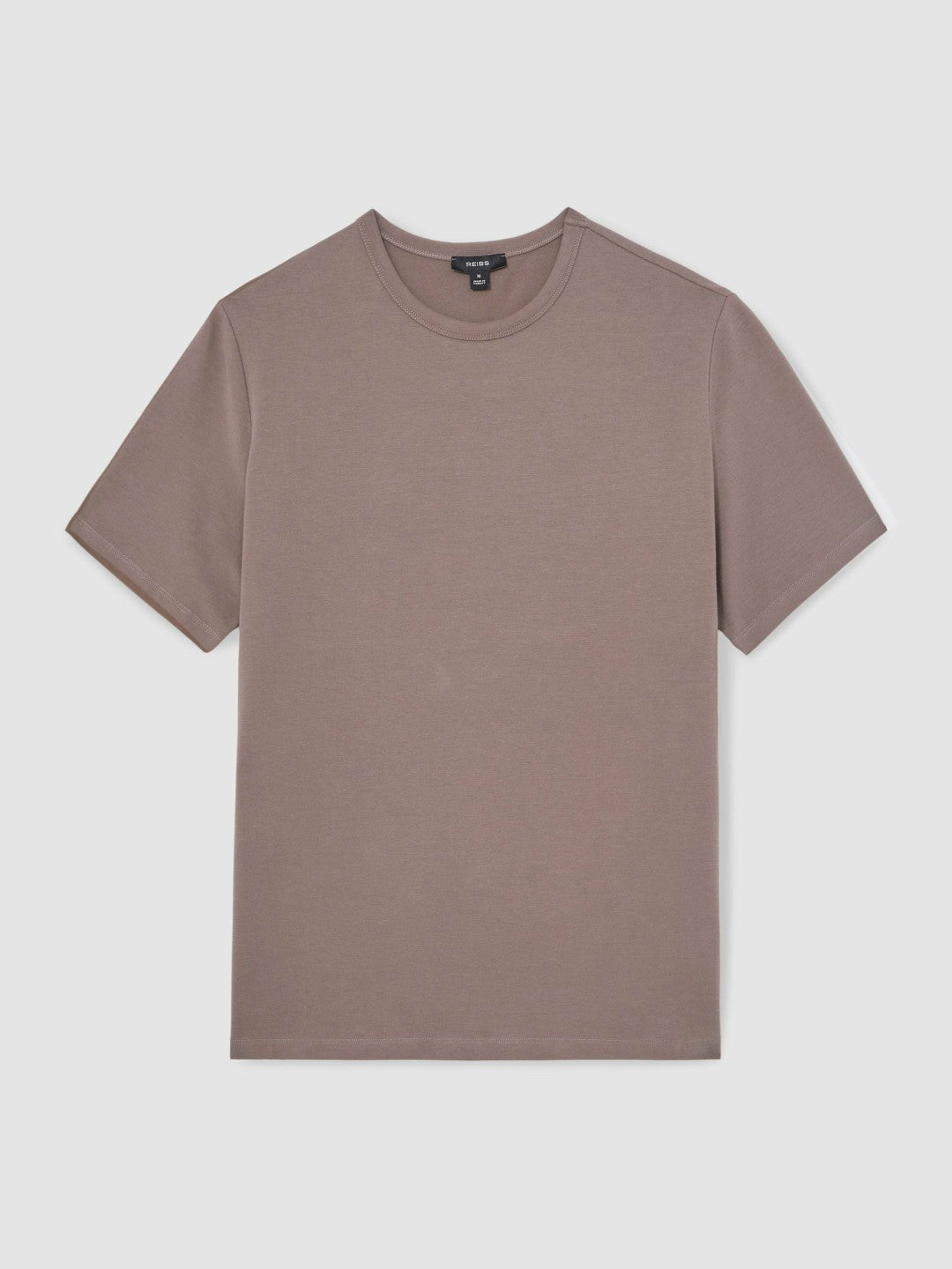 Reiss Stretch-Cotton Crew-Neck T-Shirt in Taupe Brown