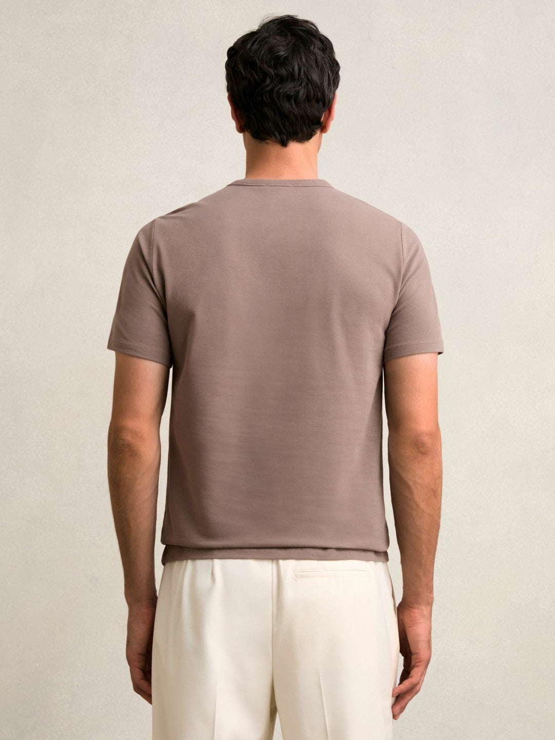 Reiss Stretch-Cotton Crew-Neck T-Shirt in Taupe Brown