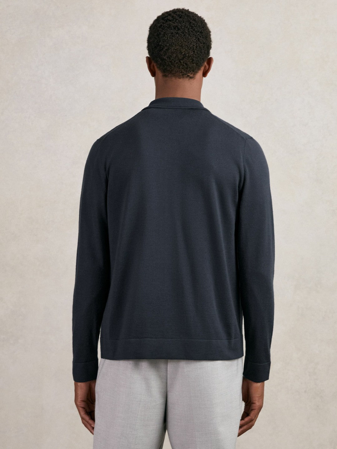 Reiss Merino Wool Button-Through Shirt in Midnight Navy