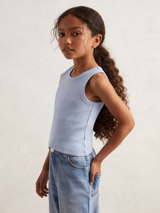 Reiss 9-13 yrs Stretch-Cotton Ribbed Vest in Blue