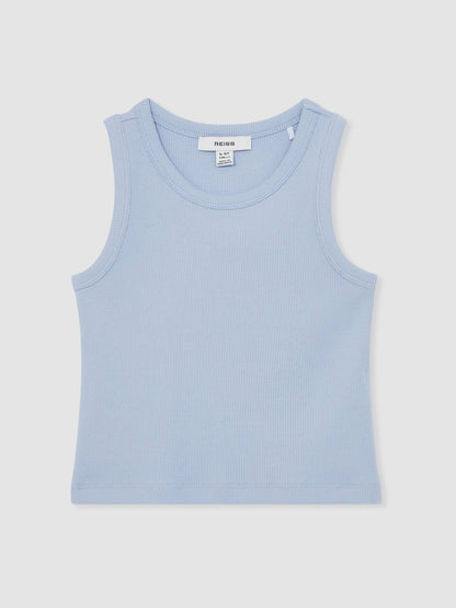 Reiss 9-13 yrs Stretch-Cotton Ribbed Vest in Blue