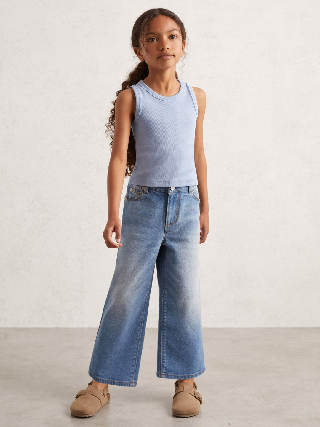 Reiss 9-13 yrs Stretch-Cotton Ribbed Vest in Blue