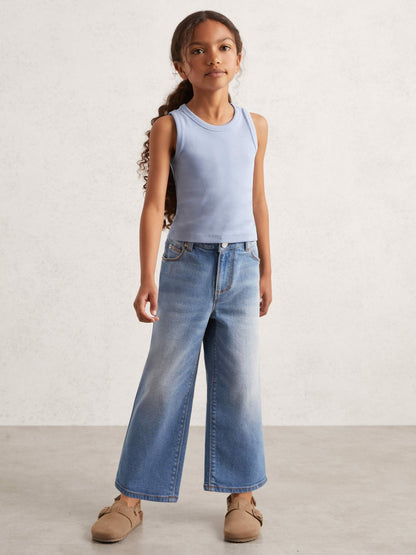 Reiss 9-13 yrs Stretch-Cotton Ribbed Vest in Blue