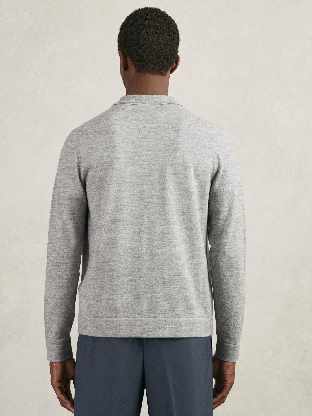 Reiss Merino Wool Button-Through Shirt in Soft Grey Mouline