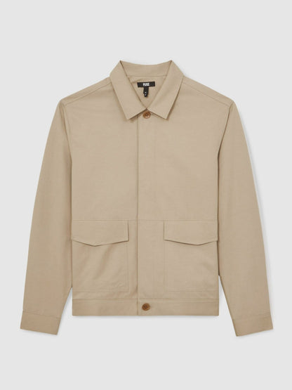 Reiss Paige Flap Pocket Worker Jacket in Beige