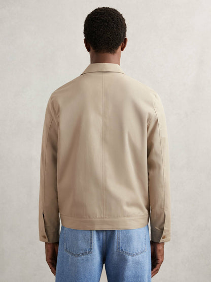 Reiss Paige Flap Pocket Worker Jacket in Beige