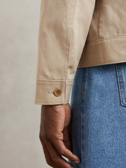 Reiss Paige Flap Pocket Worker Jacket in Beige