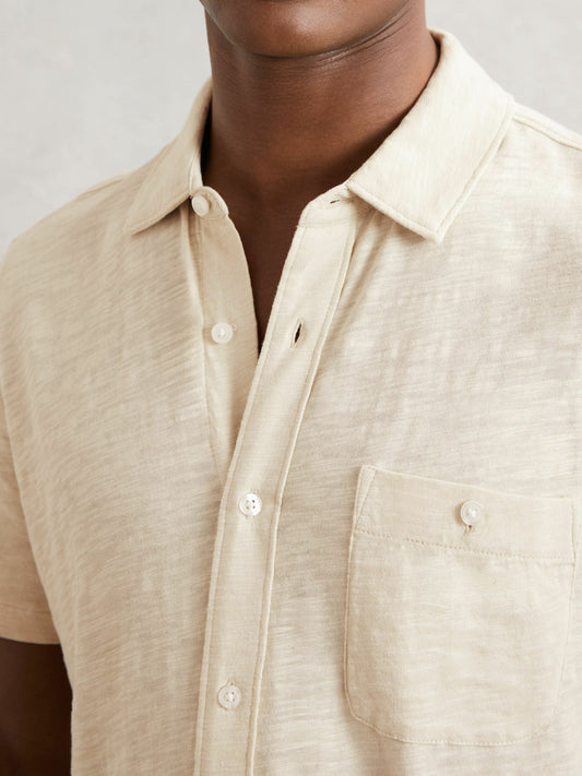 Reiss Paige Carillo Short Sleeve Shirt in Cream