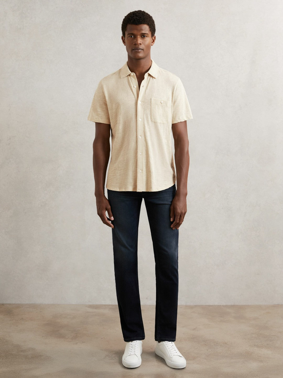 Reiss Paige Carillo Short Sleeve Shirt in Cream