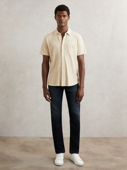 Reiss Paige Carillo Short Sleeve Shirt in Cream