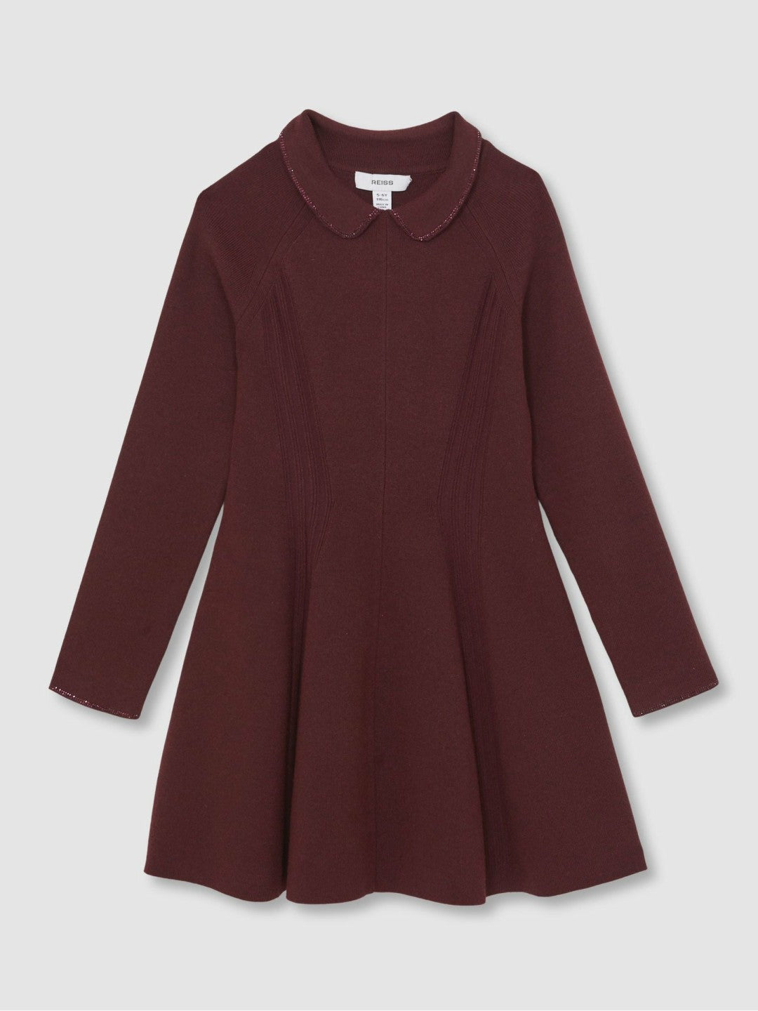 Reiss 3-9 yrs Embellished Collar Knitted Dress in Berry