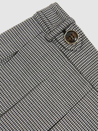 Reiss Houndstooth-Check Pleated Skirt in Black/White