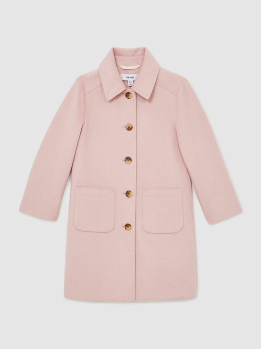 Reiss 13-14 yrs Wool-Blend Single-Breasted Coat in Pink