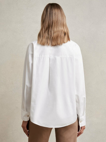 Reiss Cotton Button Through Oxford Shirt in White