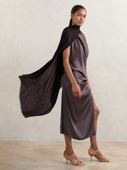 Reiss Wool-Cashmere Lightweight Scarf in Burgundy