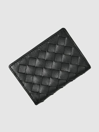 Reiss Leather Large Lattice-Effect Cardholder in Black