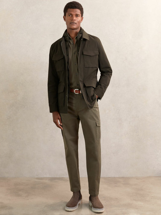 Reiss Removable-Gilet Safari Jacket in Green