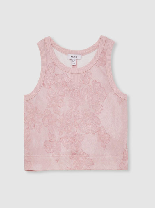 Reiss 13-14 yrs Cotton Floral Vest and Joggers Set in Pink Print