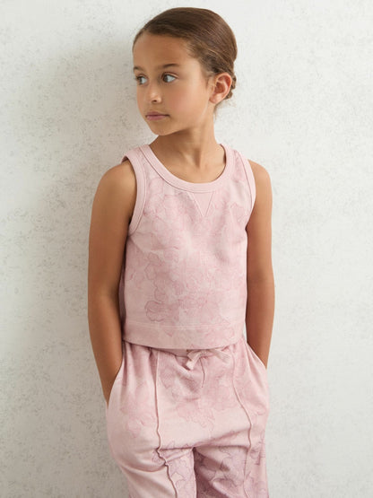 Reiss 13-14 yrs Cotton Floral Vest and Joggers Set in Pink Print