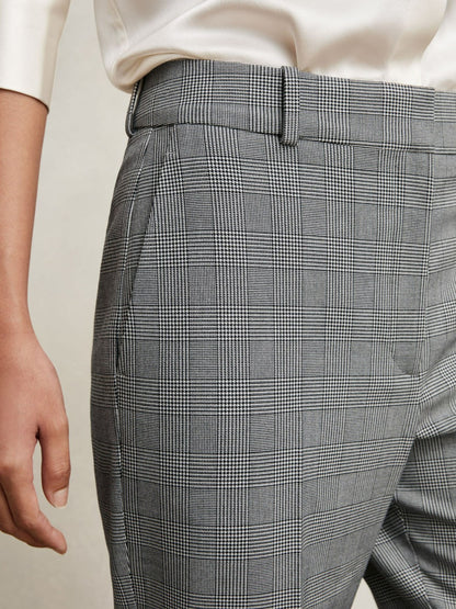 Reiss Petite Check Slim-Fit Suit Trousers in Grey