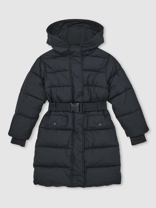 Reiss Longline Hooded Puffer Coat in Navy