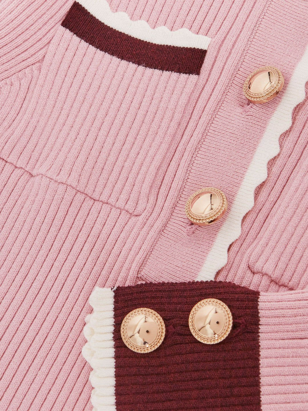 Reiss 9-13 yrs Scallop-Trim Rib-Knit Dress in Pink
