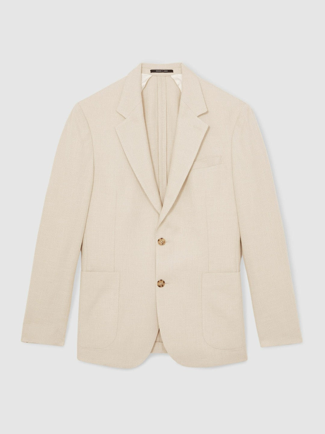 Reiss Slim Fit Single Breasted Textured Blazer with Cotton in Stone