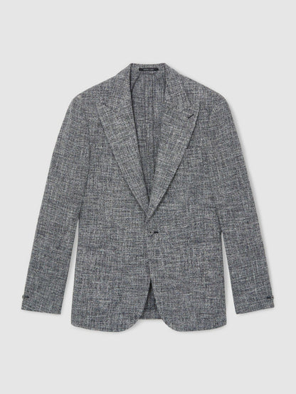 Reiss Single-Breasted Textured Mélange Blazer Slim-Fit in Navy Melange