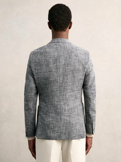 Reiss Single-Breasted Textured Mélange Blazer Slim-Fit in Navy Melange