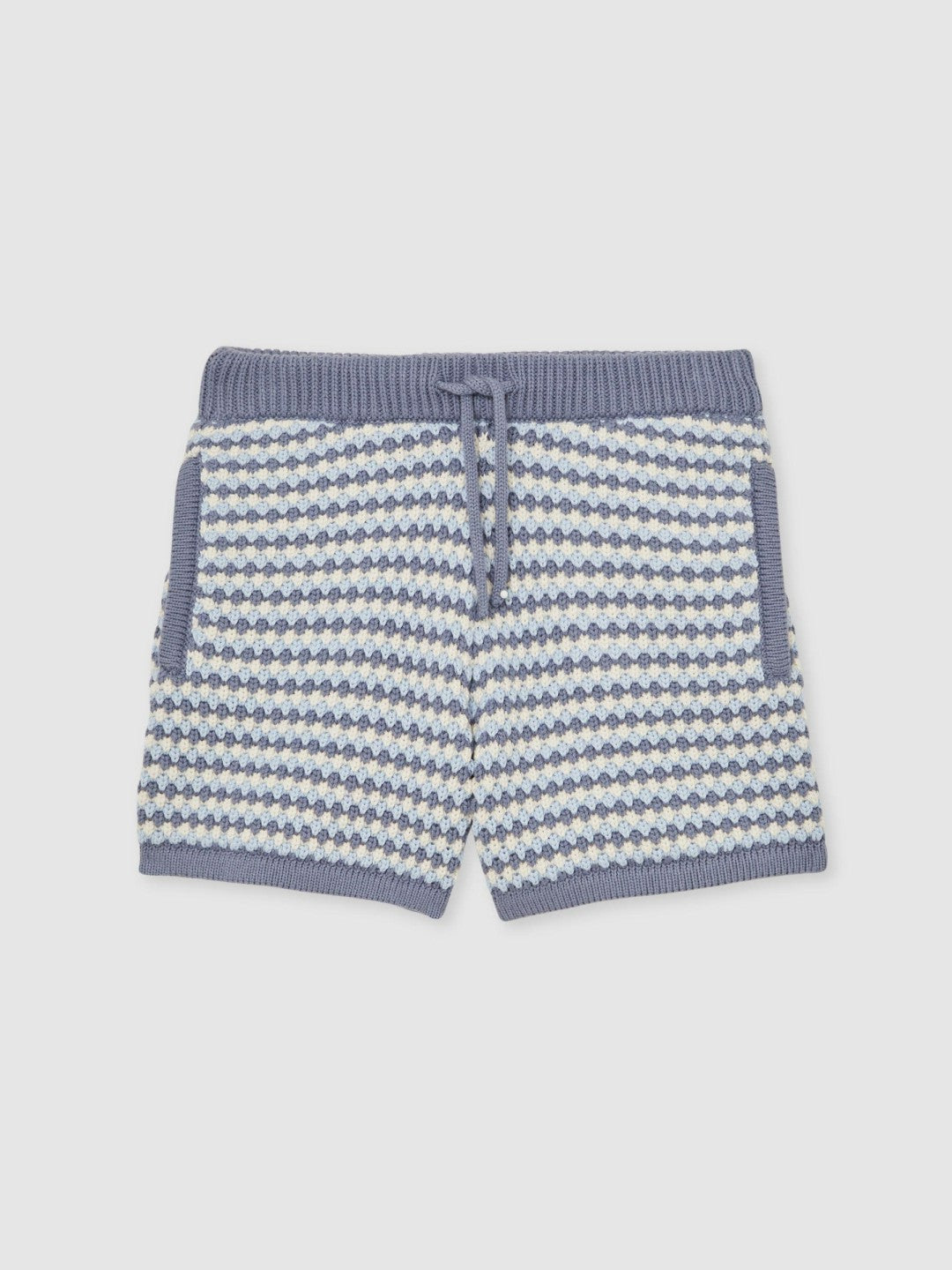 Reiss 3-9 yrs Cotton-Blend Knitted Stripe Shorts in Blue/White