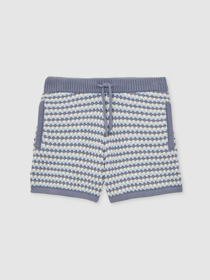 Reiss 3-9 yrs Cotton-Blend Knitted Stripe Shorts in Blue/White