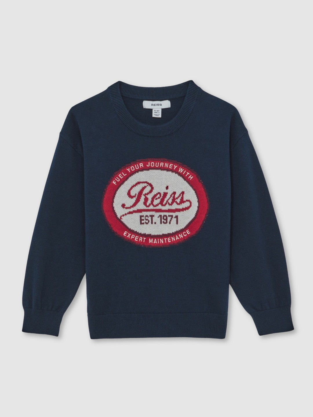 Reiss 13-14 yrs Cotton Motor Cars Logo Jumper in Navy