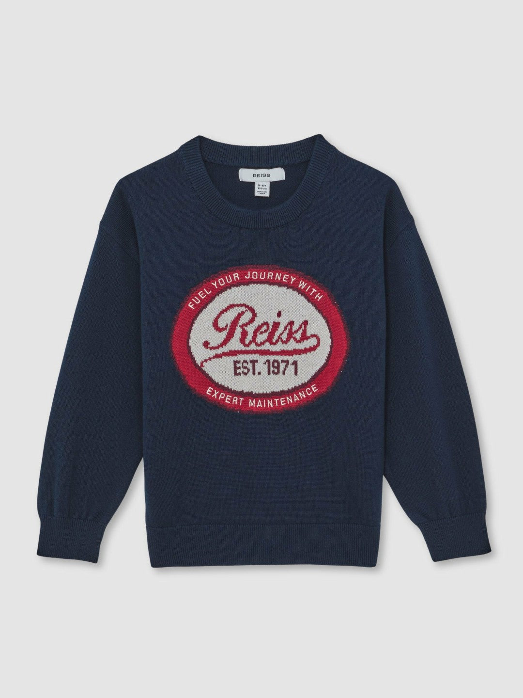 Reiss 3-9 yrs Cotton Motor Cars Logo Jumper in Navy