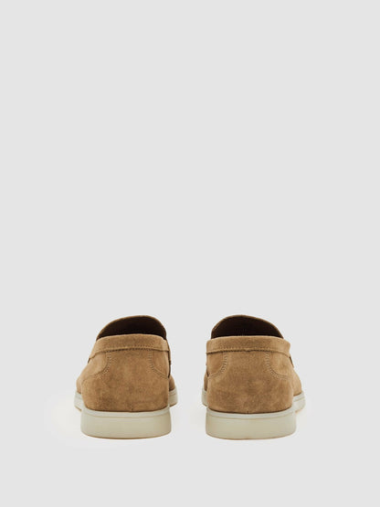 Reiss Suede Slip-On Loafers in Stone