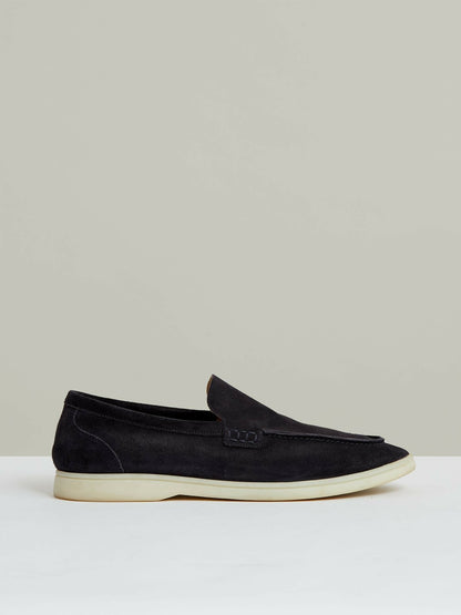 Reiss Suede Slip-On Loafers in Navy