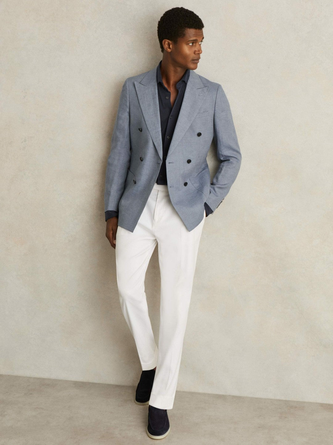 Reiss Suede Slip-On Loafers in Navy
